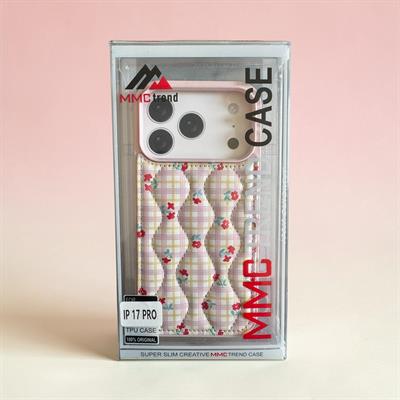 İphone 17 Pro Uyumlu Çiçek Desenli Kabartmalı Kılıf Lila