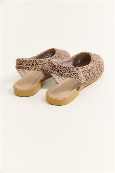 Örgü Model Kadın Babet Ayakkabı Vizon