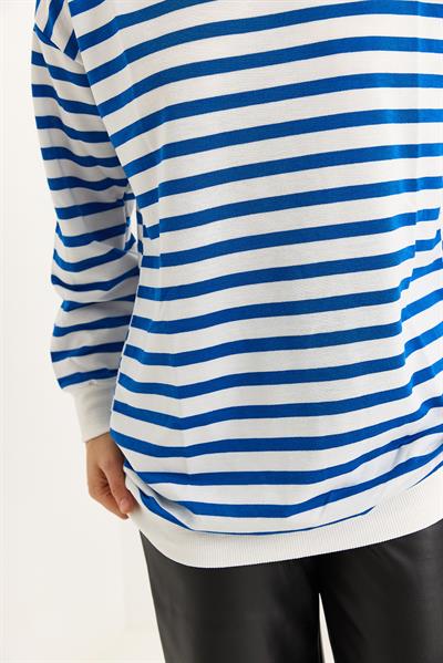 Çizgili Oversize Tunik Mavi
