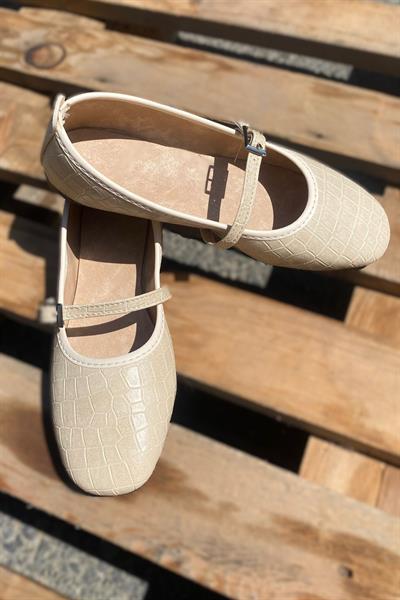 Tek Bant Yılan Desen Babet Bej