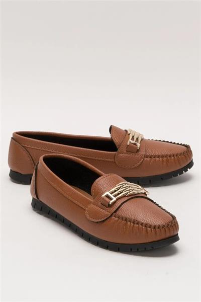 Hafif Taban Aksesuarlı Günlük Babet Taba