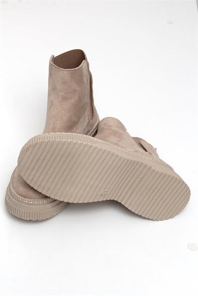 Bilek Lastikli Süet Kadın Bot Bej