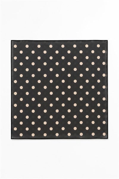 Puantiye Desenli Şifon 45X45 Ölçülü Fular Siyah