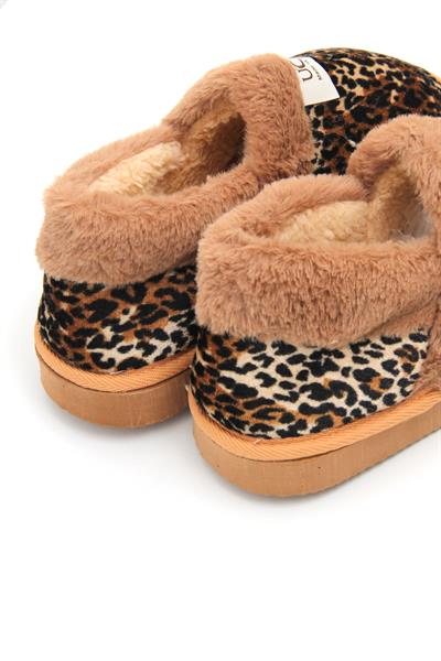 Polar İçi Kürklü Kadın Ev Botu Leopar