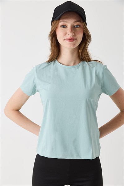 Kadın Fit Kalıp Nefes Alan Sporcu Tshirt Yeşil