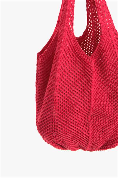 Omuz Askılı Triko Çanta Fuşya