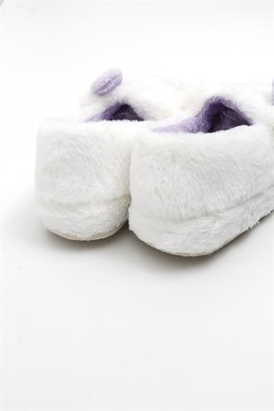 Kurdela Aksesuarlı Peluş Ev Terliği Lila