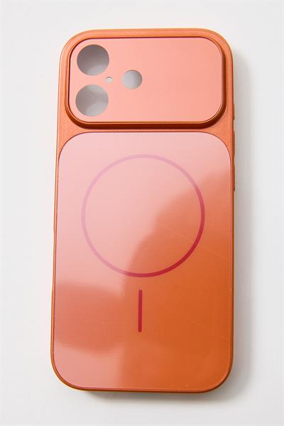 İphone 16 Pro Max Uyumlu 17 Pro Max Görünümlü Çevirici Kameralı Kılıf Turuncu