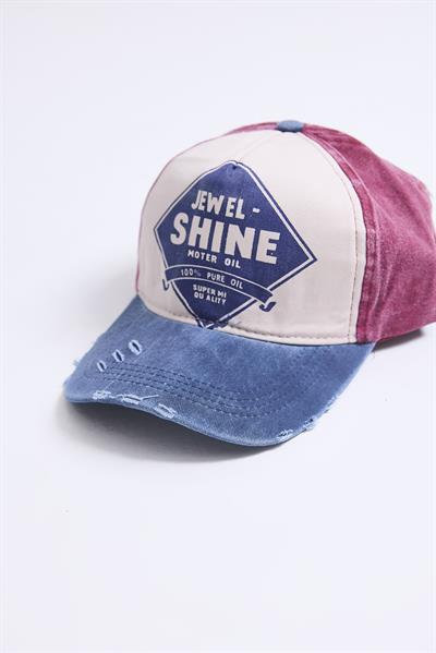 Ayarlanabilir Baskılı Yıkamalı Kot Şapka Gül Kurusu