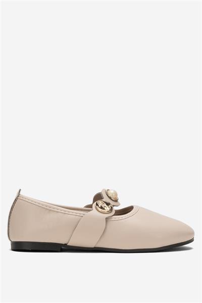 Tek Bant Aksesuarlı Kadın Babet Bej