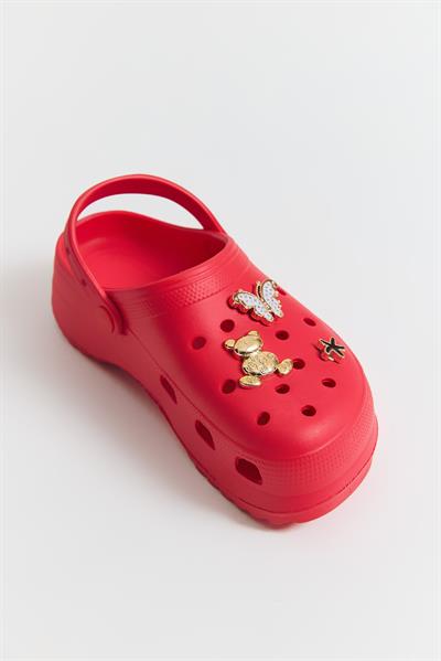 Aksesuarlı Yüksek Taban Kadın Terlik Kırmızı