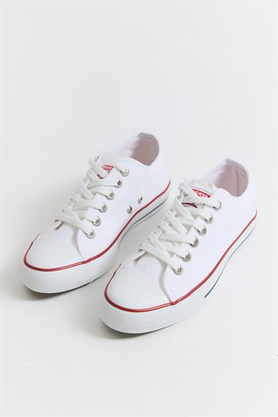 Taban Detaylı Şeritli Kadın Ayakkabı Beyaz