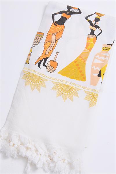 Bamboo Plaj Havlusu Beyaz