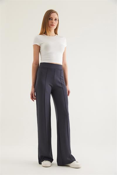 Kaymak Dokulu Modal Palazzo Pantolon Füme