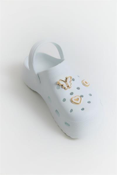 Aksesuarlı Yüksek Taban Kadın Terlik Beyaz