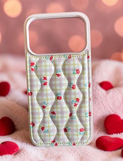 İphone 17 Pro Max Uyumlu Çiçek Desenli Kabartmalı Kılıf Lila