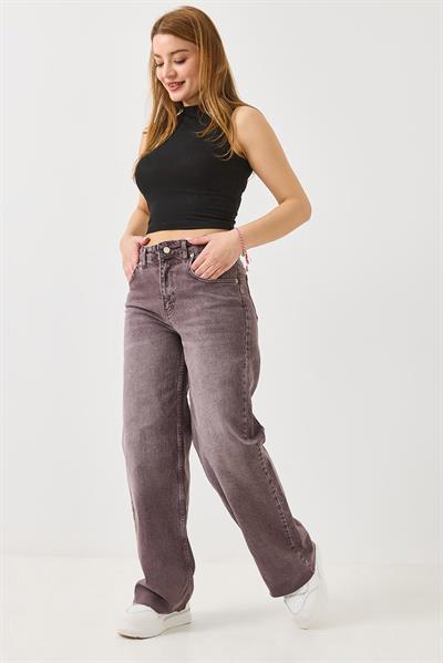 Kadın Kesik Paça Bol Kesim Kot Pantolon