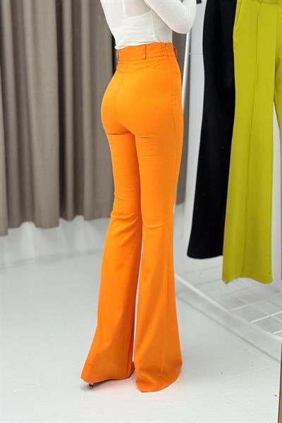 Yüksel Bel Çımalı  İspanyol Paça Pantolon Turuncu 