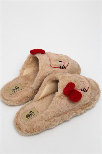 Hello Kitty Figürlü Kadın Ev Terliği Vizon