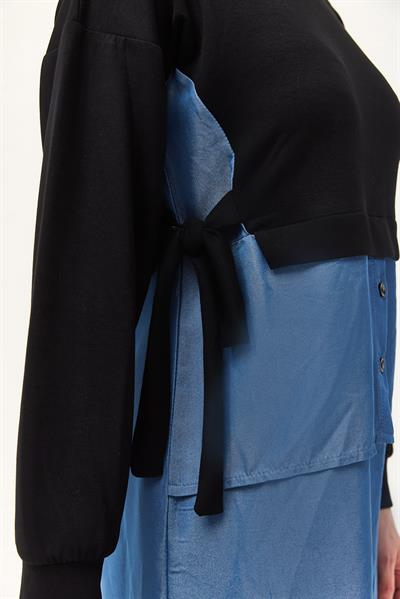 Kot Garnili Bağlamalı İkili Takım Siyah