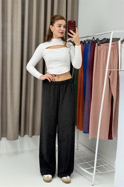 Kadın Triko Antrasit  Salaş Pantolon  