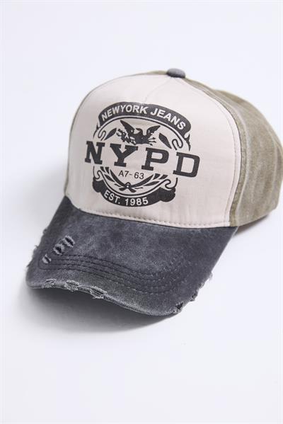 Kot Yıkamalı Baskılı Şapka Füme