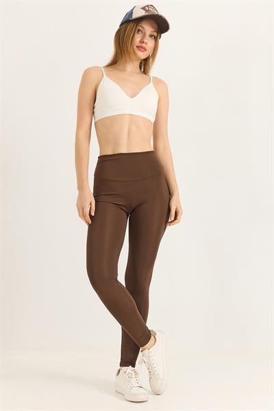 Slim fit yüksek bel toparlayıcı Oysho Tayt Kahverengi