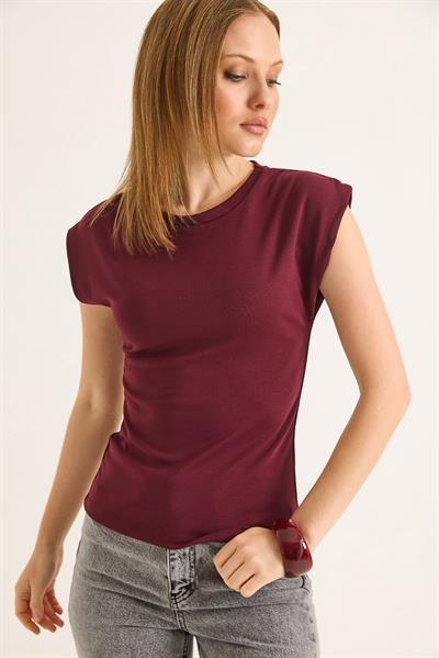 Sıfır Kol Soft Touch Esnek Viskon Bluz Bordo