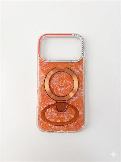 17 Pro Max Uyumlu Magsafe Dönebilen Halkalı Kılıf Turuncu