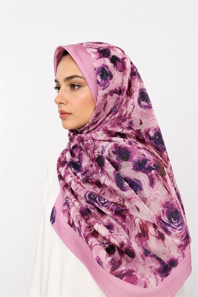 Kadın Çiçek Desenli 180X75 Ölçülü Şal Pembe