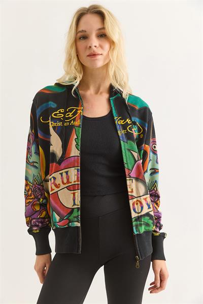 Kadın Vintage Karışık Desenli Hırka