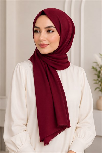 Kadın 180X65 Ölçülü Penye Şal Bordo