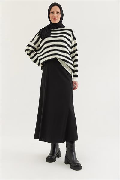Beli Lastikli Kadın Etek Siyah