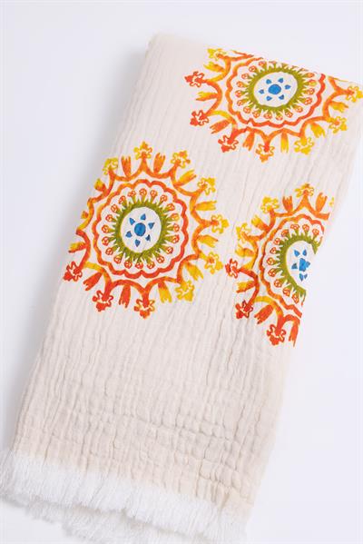 Müslin Pamuklu Plaj Havlusu Turuncu