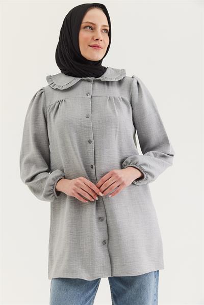Bebe Yaka Gömlek Tunik Gri