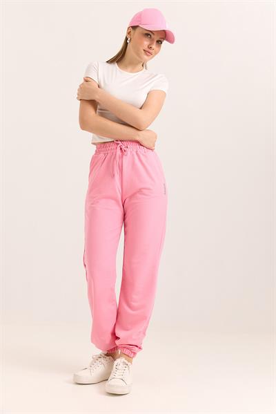 Oysho  Baskılı Cepli Beli Lastikli İki İp Eşofman Pembe