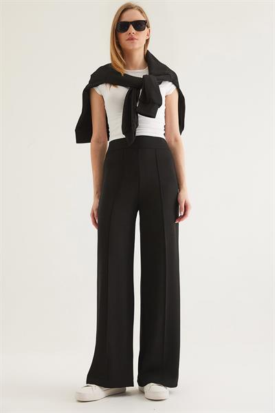 Kaymak Dokulu Modal Palazzo Pantolon Siyah