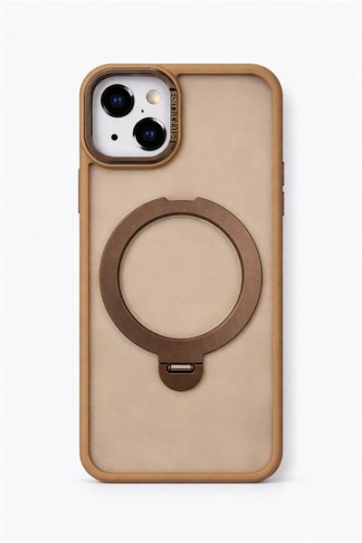 İphone 13 Uyumlu MagSafe Dönebilen Mat Yüzeye Sahip Kılıf Kahverengi