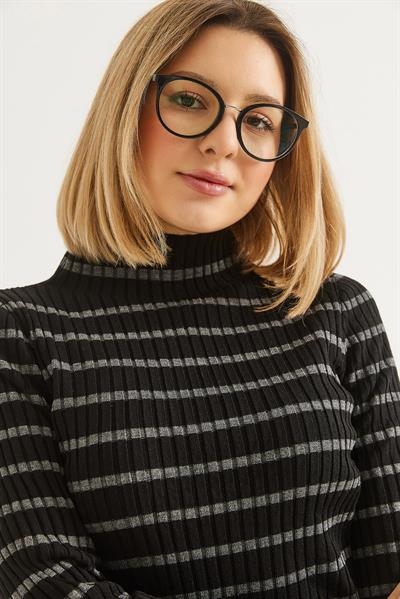 Yarım Balıkçı Yaka  Mevsimlik Triko Kazak Siyah