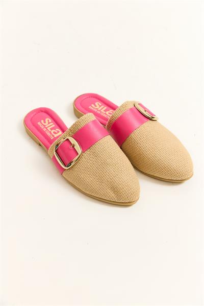 Önü Kapalı Aksesuarlı Terlik Fuşya