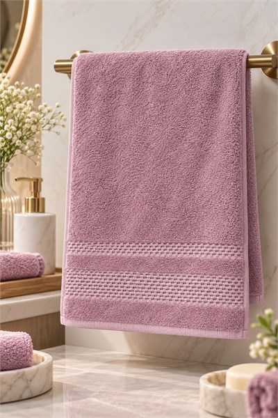 Pamuklu Banyo 90X45Cm Ölçülü El Yüz Havlusu Pembe