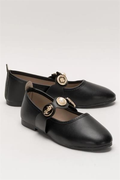 Tek Bant Aksesuarlı Kadın Babet Siyah