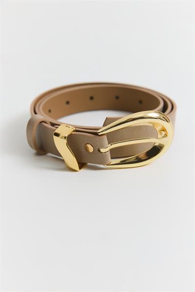 Oval Gold Tokalı Kadın Kemer Vizon