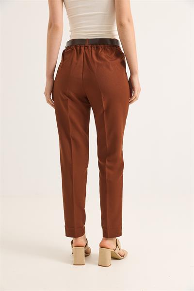 Kadın Fİt Kesim Kumaş Pantolon Kahve