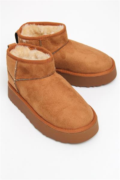 İçi Kürklü Süet Kadın Ayakkabı Taba