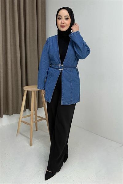 Kadın Kuşaklı Jena Kimono Mavi