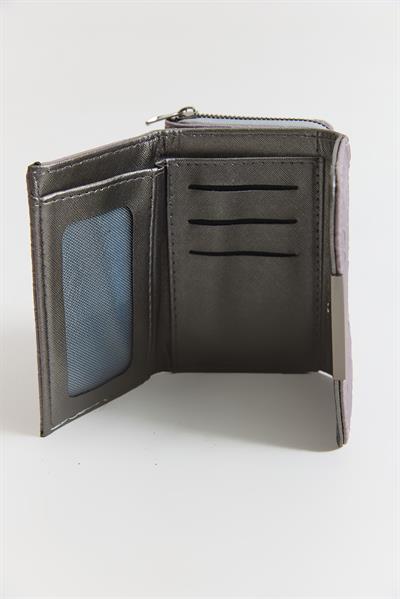 Kabartmalı Kapaklı Çok Gözlü Mini Cüzdan Funda
