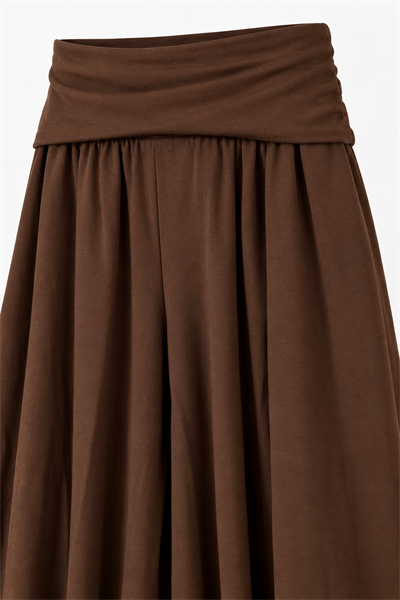 Kadın Beli Drapeli Şalvar Pantolon Kahverengi