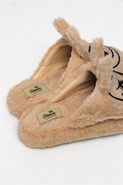 Figürlü Peluş Ev Terliği Sütlükahve