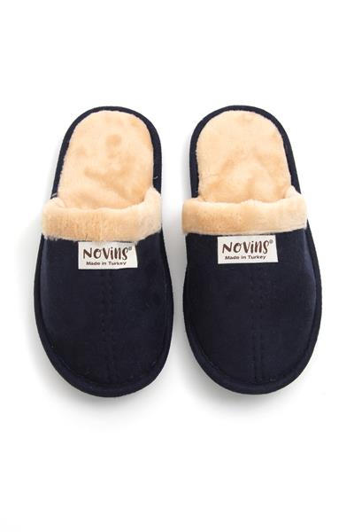 İçi Yünlü Önü Kapalı Ev Terliği Lacivert